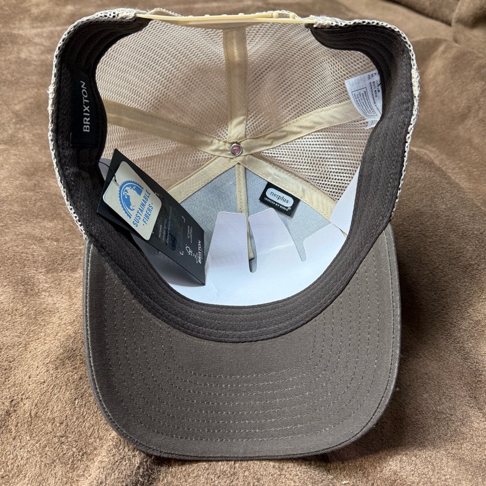 Brixton Snapback Mesh Trucker Hat Brown Sand Alpha Block New With Tags - Picture 8 of 8